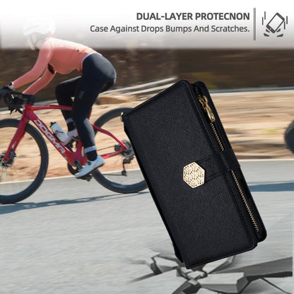 For iPhone 16 Pro Crossbody Handle Cross Texture Leather Phone Case(Black) - iPhone 16 Pro Cases by buy2fix | Online Shopping UK | buy2fix