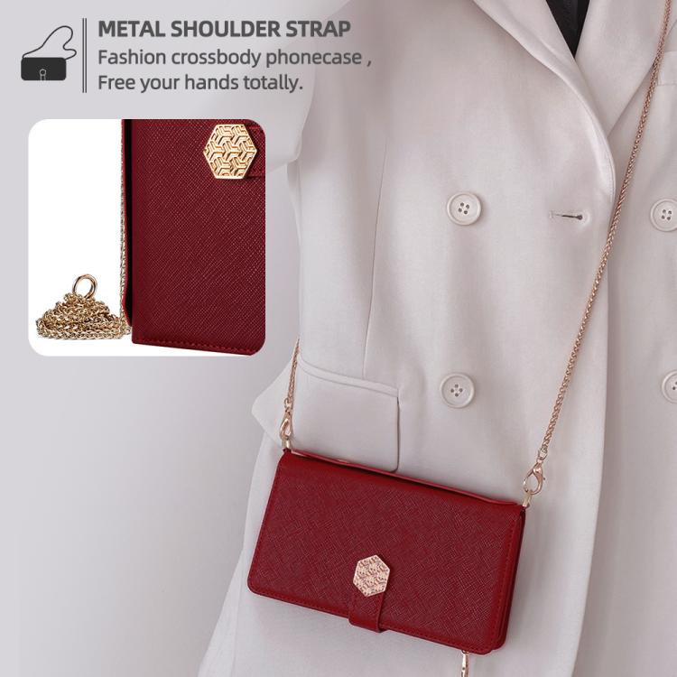 For iPhone 16 Pro Crossbody Handle Cross Texture Leather Phone Case(Red) - iPhone 16 Pro Cases by buy2fix | Online Shopping UK | buy2fix