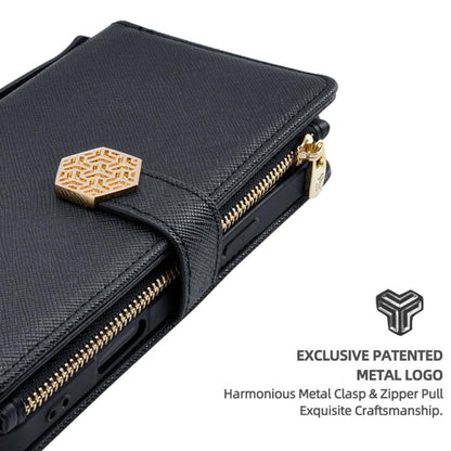 For iPhone 16 Pro Max Crossbody Handle Cross Texture Leather Phone Case(Black) - iPhone 16 Pro Max Cases by buy2fix | Online Shopping UK | buy2fix