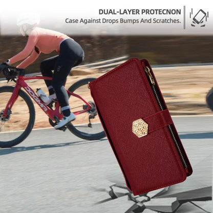 For iPhone 16 Pro Max Crossbody Handle Cross Texture Leather Phone Case(Red) - iPhone 16 Pro Max Cases by buy2fix | Online Shopping UK | buy2fix