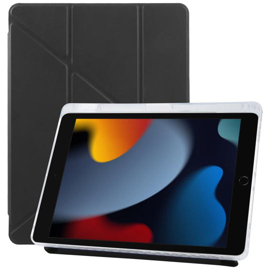 For iPad 10.2 2021 / Air 10.5 ZGA Genre Series Y-Fold Leather Tablet Case with Pen Slot(Black)