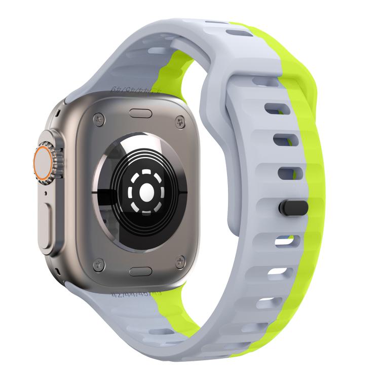For Apple Watch 46mm / 49mm / 45mm / 44mm Kalebol Wave Reverse Buckle Two-color Silicone Strap(Wild Path Grey Green) - Watch Bands by Kalebol | Online Shopping UK | buy2fix