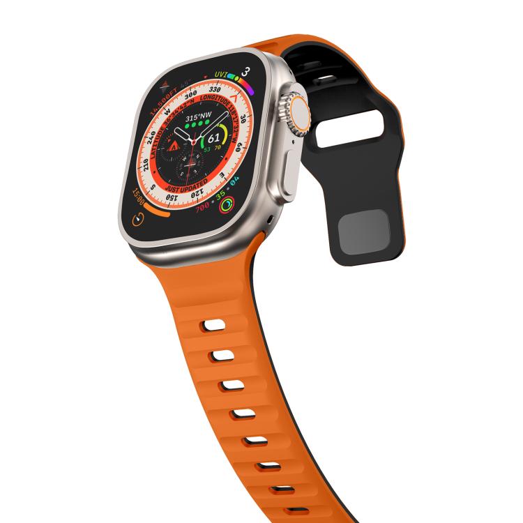 For Apple Watch 42mm / 41mm / 40mm / 38mm Kalebol Wave Reverse Buckle Two-color Silicone Strap(Orange Black) - Watch Bands by Kalebol | Online Shopping UK | buy2fix