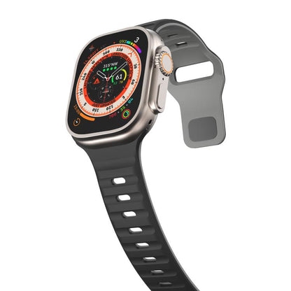 For Apple Watch 42mm / 41mm / 40mm / 38mm Kalebol Wave Reverse Buckle Two-color Silicone Strap(Black Grey) - Watch Bands by Kalebol | Online Shopping UK | buy2fix
