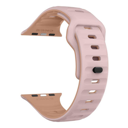 For Apple Watch 42mm / 41mm / 40mm / 38mm Kalebol Wave Reverse Buckle Two-color Silicone Strap(Oxford Pink Rose Grey) - Watch Bands by Kalebol | Online Shopping UK | buy2fix