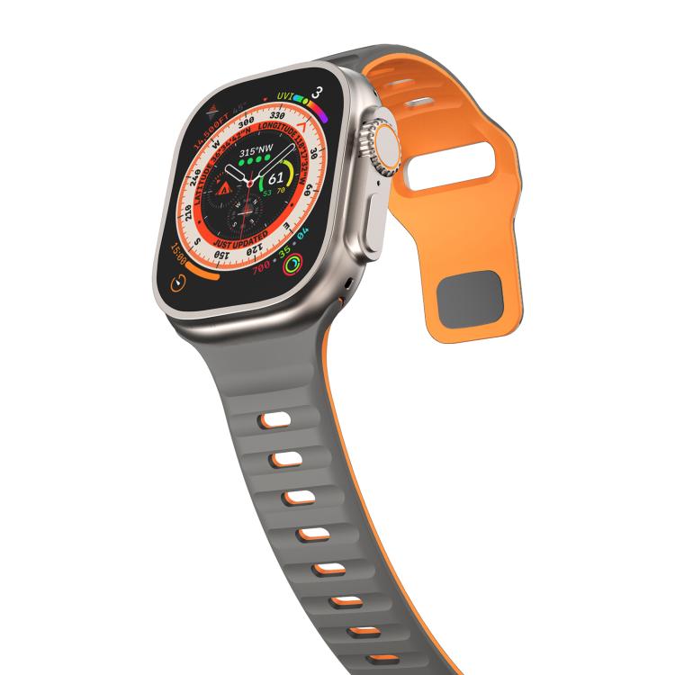 For Apple Watch 42mm / 41mm / 40mm / 38mm Kalebol Wave Reverse Buckle Two-color Silicone Strap(Space Grey Orange) - Watch Bands by Kalebol | Online Shopping UK | buy2fix