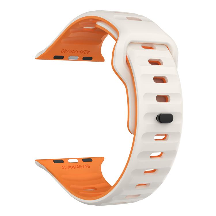 For Apple Watch 42mm / 41mm / 40mm / 38mm Kalebol Wave Reverse Buckle Two-color Silicone Strap(Starlight Orange) - Watch Bands by Kalebol | Online Shopping UK | buy2fix