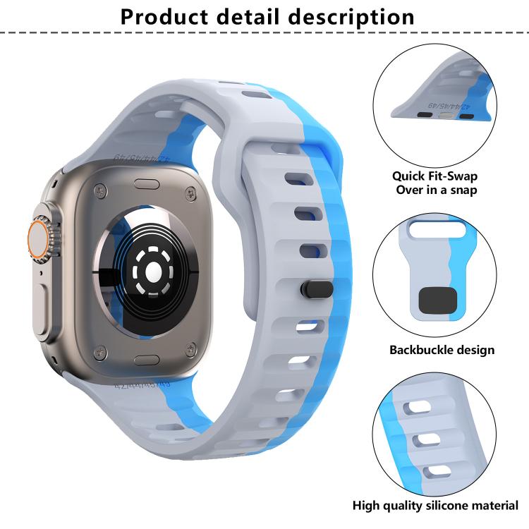 For Apple Watch 42mm / 41mm / 40mm / 38mm Kalebol Wave Reverse Buckle Two-color Silicone Strap(Black Orange) - Watch Bands by Kalebol | Online Shopping UK | buy2fix