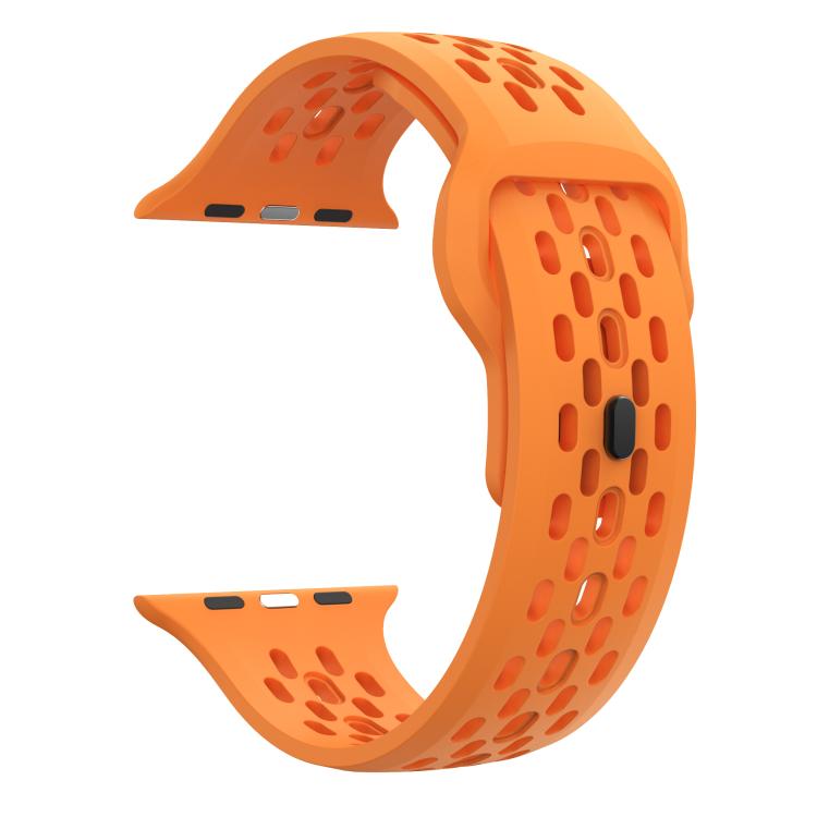 For Apple Watch 42mm / 41mm / 40mm / 38mm Kalebol Mesh Reverse Buckle Silicone Strap(Orange) - Watch Bands by Kalebol | Online Shopping UK | buy2fix