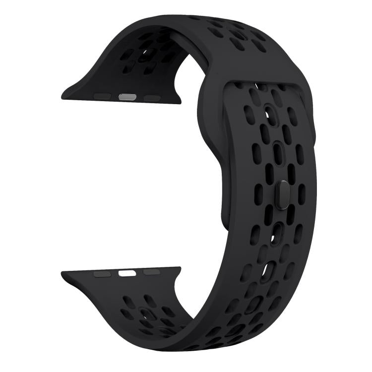 For Apple Watch 42mm / 41mm / 40mm / 38mm Kalebol Mesh Reverse Buckle Silicone Strap(Black) - Watch Bands by Kalebol | Online Shopping UK | buy2fix