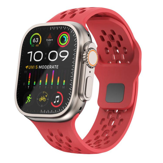 For Apple Watch 42mm / 41mm / 40mm / 38mm Kalebol Mesh Reverse Buckle Silicone Strap(Red) - Watch Bands by Kalebol | Online Shopping UK | buy2fix