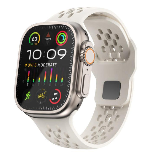 For Apple Watch 42mm / 41mm / 40mm / 38mm Kalebol Mesh Reverse Buckle Silicone Strap(Starlight) - Watch Bands by Kalebol | Online Shopping UK | buy2fix