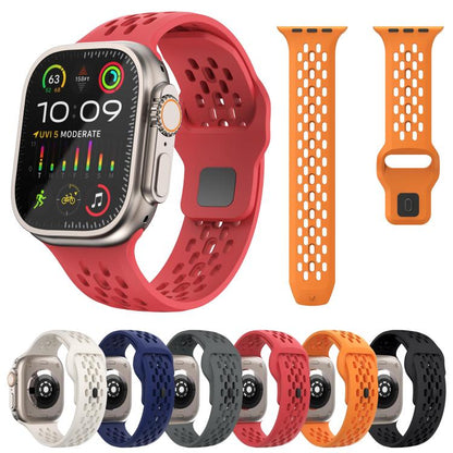 For Apple Watch 42mm / 41mm / 40mm / 38mm Kalebol Mesh Reverse Buckle Silicone Strap(Red) - Watch Bands by Kalebol | Online Shopping UK | buy2fix