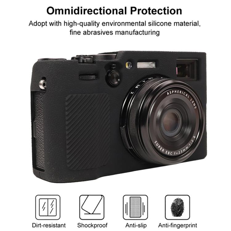 For FUJIFILM X100VI Litchi Texture Soft Silicone Protective Case(Black) - Protective Case by buy2fix | Online Shopping UK | buy2fix