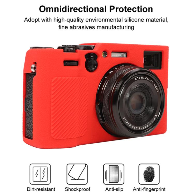For FUJIFILM X100VI Litchi Texture Soft Silicone Protective Case(Red) - Protective Case by buy2fix | Online Shopping UK | buy2fix