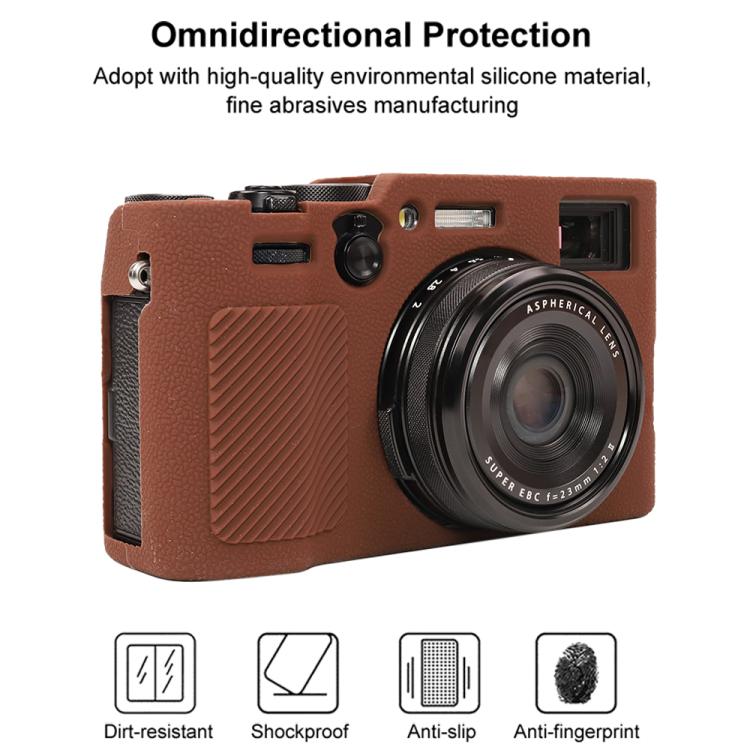 For FUJIFILM X100VI Litchi Texture Soft Silicone Protective Case(Coffee) - Protective Case by buy2fix | Online Shopping UK | buy2fix