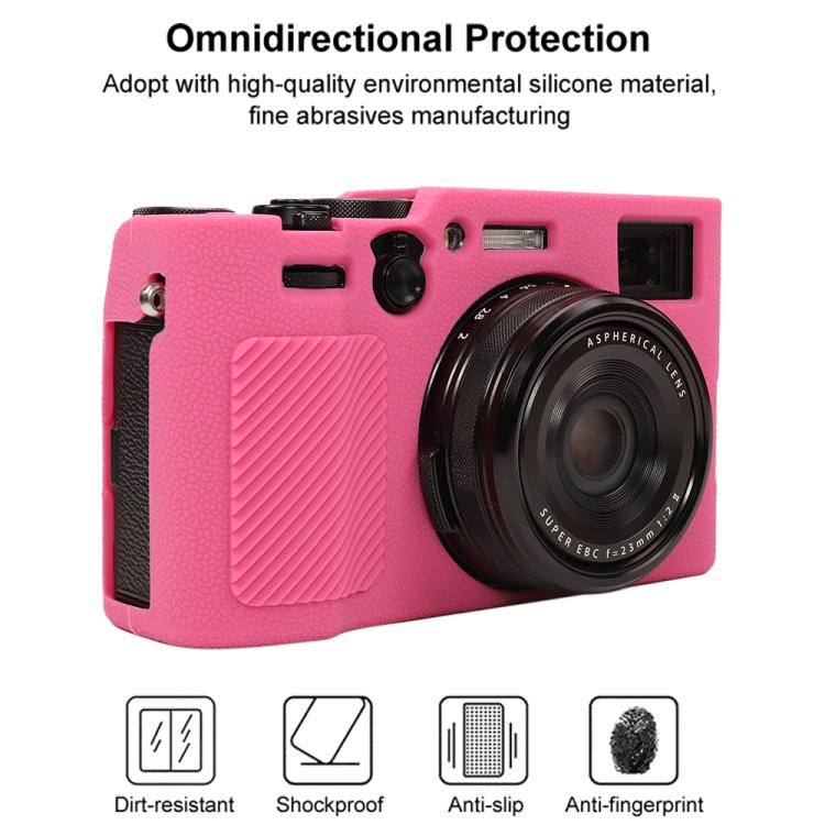 For FUJIFILM X100VI Litchi Texture Soft Silicone Protective Case(Rose Red) - Protective Case by buy2fix | Online Shopping UK | buy2fix