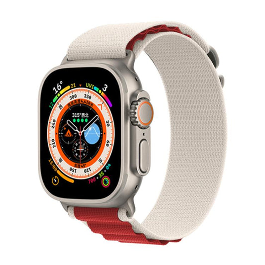 For Apple Watch 42mm / 41mm / 40mm / 38mm Kalebol Aline Nylon Loop Watch Band(White+Red) - Watch Bands by Kalebol | Online Shopping UK | buy2fix