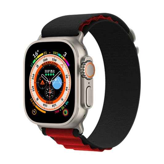 For Apple Watch 42mm / 41mm / 40mm / 38mm Kalebol Aline Nylon Loop Watch Band(Black+Red) - Watch Bands by Kalebol | Online Shopping UK | buy2fix