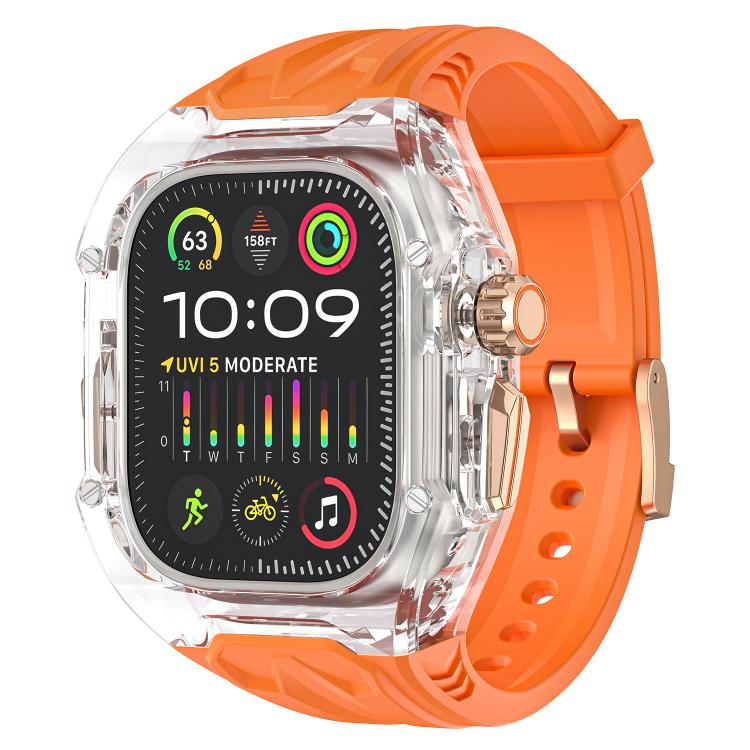 For Apple Watch 42mm / 41mm / 40mm / 38mm Kalebol Glacier Integrated Transparent Silicone Strap(Orange Transparent) - Watch Bands by Kalebol | Online Shopping UK | buy2fix
