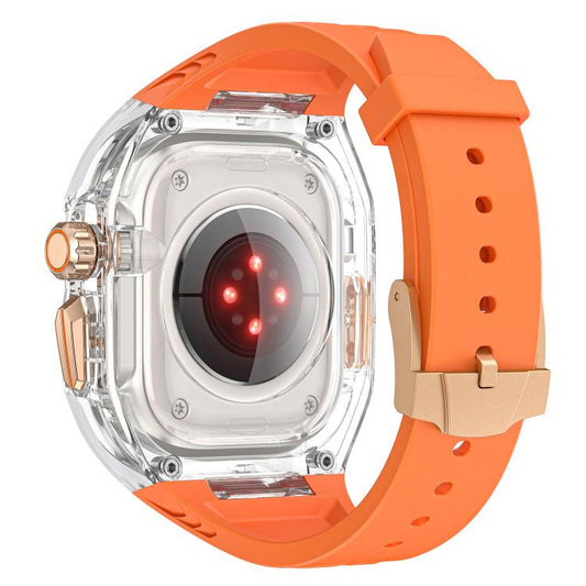 For Apple Watch 42mm / 41mm / 40mm / 38mm Kalebol Glacier Integrated Transparent Silicone Strap(Orange Transparent) - Watch Bands by Kalebol | Online Shopping UK | buy2fix