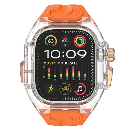 For Apple Watch 42mm / 41mm / 40mm / 38mm Kalebol Glacier Integrated Transparent Silicone Strap(Orange Transparent) - Watch Bands by Kalebol | Online Shopping UK | buy2fix