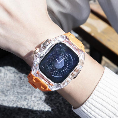 For Apple Watch 42mm / 41mm / 40mm / 38mm Kalebol Glacier Integrated Transparent Silicone Strap(Orange Transparent) - Watch Bands by Kalebol | Online Shopping UK | buy2fix