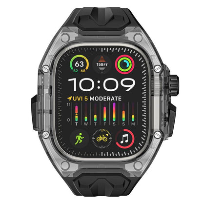 For Apple Watch 42mm / 41mm / 40mm / 38mm Kalebol Glacier Integrated Transparent Silicone Strap(Black Transparent Black) - Watch Bands by Kalebol | Online Shopping UK | buy2fix