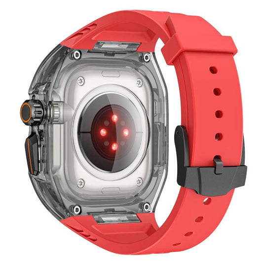 For Apple Watch 42mm / 41mm / 40mm / 38mm Kalebol Glacier Integrated Transparent Silicone Strap(Red Transparent Black) - Watch Bands by Kalebol | Online Shopping UK | buy2fix