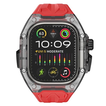 For Apple Watch 42mm / 41mm / 40mm / 38mm Kalebol Glacier Integrated Transparent Silicone Strap(Red Transparent Black) - Watch Bands by Kalebol | Online Shopping UK | buy2fix