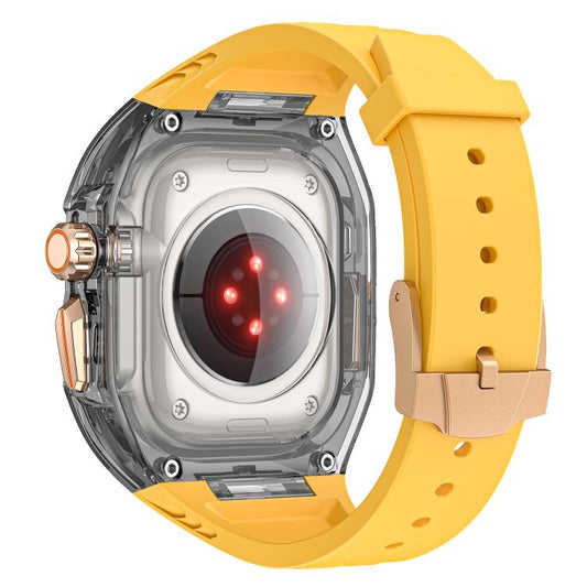 For Apple Watch 42mm / 41mm / 40mm / 38mm Kalebol Glacier Integrated Transparent Silicone Strap(Yellow Transparent Black) - Watch Bands by Kalebol | Online Shopping UK | buy2fix