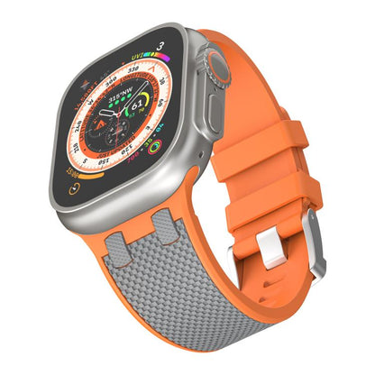 For Apple Watch 42mm / 41mm / 40mm / 38mm Kalebol Farmhouse Oak Silicone Strap(Orange + Grey) - Watch Bands by Kalebol | Online Shopping UK | buy2fix