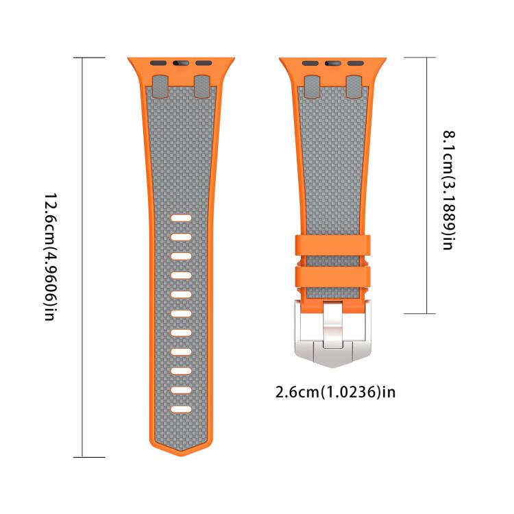 For Apple Watch 42mm / 41mm / 40mm / 38mm Kalebol Farmhouse Oak Silicone Strap(Orange + Grey) - Watch Bands by Kalebol | Online Shopping UK | buy2fix