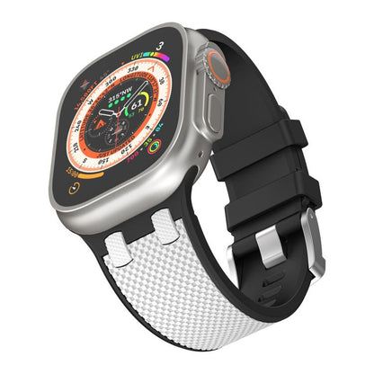 For Apple Watch 42mm / 41mm / 40mm / 38mm Kalebol Farmhouse Oak Silicone Strap(Black + White) - Watch Bands by Kalebol | Online Shopping UK | buy2fix