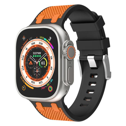 For Apple Watch 42mm / 41mm / 40mm / 38mm Kalebol Farmhouse Oak Silicone Strap(Black + Orange) - Watch Bands by Kalebol | Online Shopping UK | buy2fix