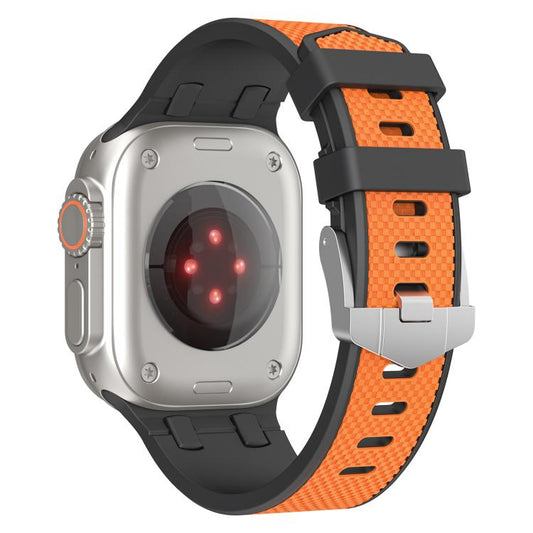 For Apple Watch 42mm / 41mm / 40mm / 38mm Kalebol Farmhouse Oak Silicone Strap(Black + Orange) - Watch Bands by Kalebol | Online Shopping UK | buy2fix