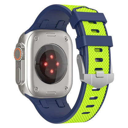 For Apple Watch 42mm / 41mm / 40mm / 38mm Kalebol Farmhouse Oak Silicone Strap(Blue + Lime Green) - Watch Bands by Kalebol | Online Shopping UK | buy2fix