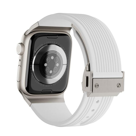For Apple Watch 42mm / 41mm / 40mm / 38mm Kalebol High Elasticity L-shaped Nail Silicone Strap(White) - Watch Bands by Kalebol | Online Shopping UK | buy2fix