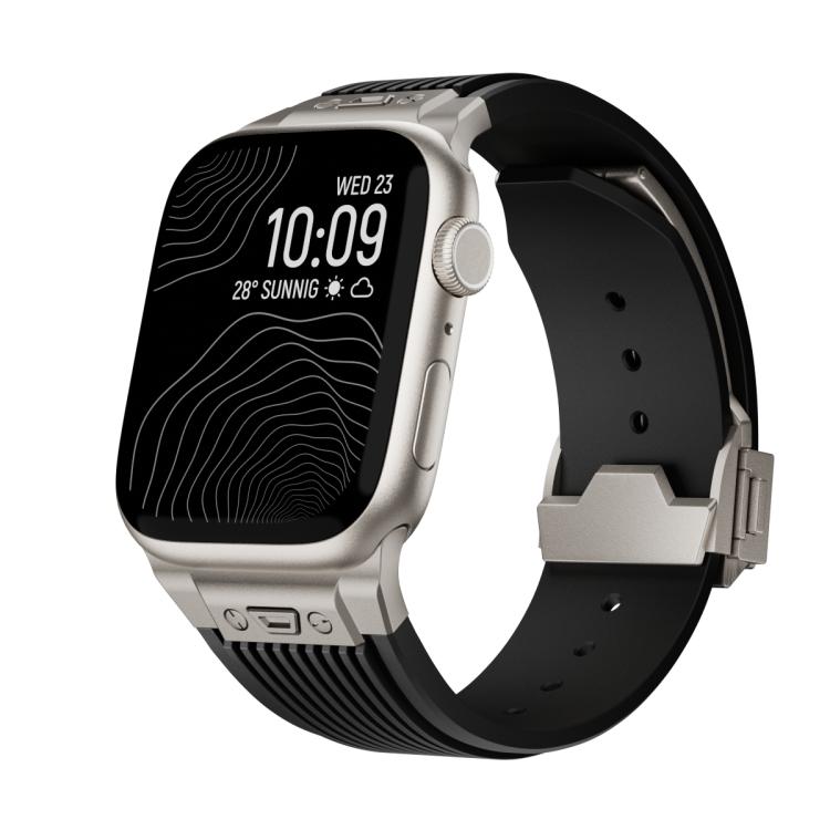 For Apple Watch 42mm / 41mm / 40mm / 38mm Kalebol High Elasticity L-shaped Nail Silicone Strap(Black) - Watch Bands by Kalebol | Online Shopping UK | buy2fix
