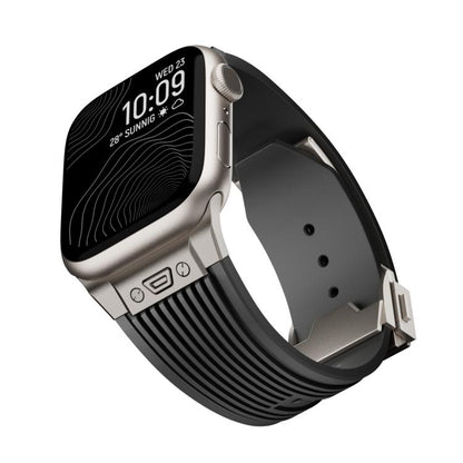 For Apple Watch 42mm / 41mm / 40mm / 38mm Kalebol High Elasticity L-shaped Nail Silicone Strap(Black) - Watch Bands by Kalebol | Online Shopping UK | buy2fix