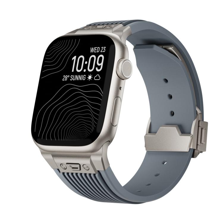 For Apple Watch 42mm / 41mm / 40mm / 38mm Kalebol High Elasticity L-shaped Nail Silicone Strap(Space Grey) - Watch Bands by Kalebol | Online Shopping UK | buy2fix