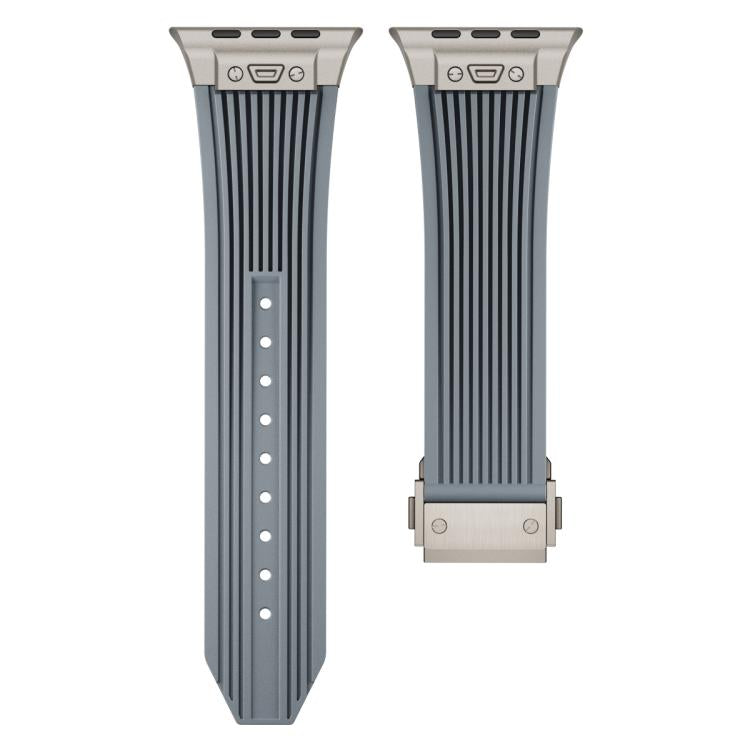 For Apple Watch 42mm / 41mm / 40mm / 38mm Kalebol High Elasticity L-shaped Nail Silicone Strap(Space Grey) - Watch Bands by Kalebol | Online Shopping UK | buy2fix