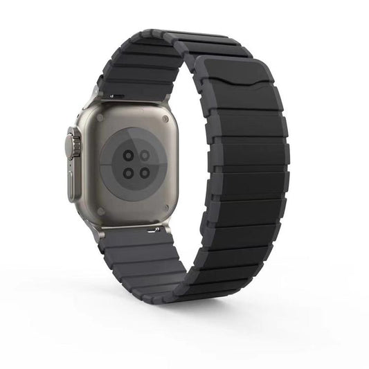 For Apple Watch 42mm / 41mm / 40mm / 38mm Kalebol Magnetic Silicone Strap(Black Grey) - Watch Bands by Kalebol | Online Shopping UK | buy2fix