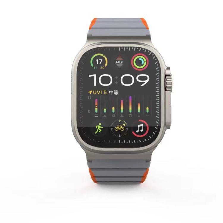 For Apple Watch 42mm / 41mm / 40mm / 38mm Kalebol Magnetic Silicone Strap(Grey Orange) - Watch Bands by Kalebol | Online Shopping UK | buy2fix