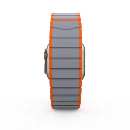 For Apple Watch 42mm / 41mm / 40mm / 38mm Kalebol Magnetic Silicone Strap(Grey Orange) - Watch Bands by Kalebol | Online Shopping UK | buy2fix