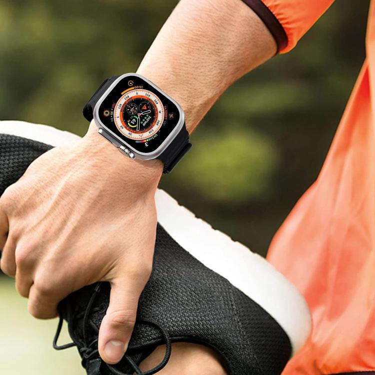 For Apple Watch 42mm / 41mm / 40mm / 38mm Kalebol Magnetic Silicone Strap(Grey Orange) - Watch Bands by Kalebol | Online Shopping UK | buy2fix