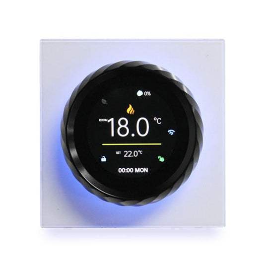 BHT-2007-P16-GBLW Electric Heating 1.6 inch TFT Color Screen WiFi Smart hreaded Knob Thermostat(White Black)