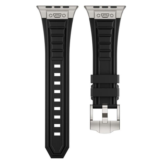For Apple Watch 46mm / 49mm / 45mm / 44mm Kalebol High Stretch Silicone Armor Watch Band(Titanium Black) - Watch Bands by Kalebol | Online Shopping UK | buy2fix
