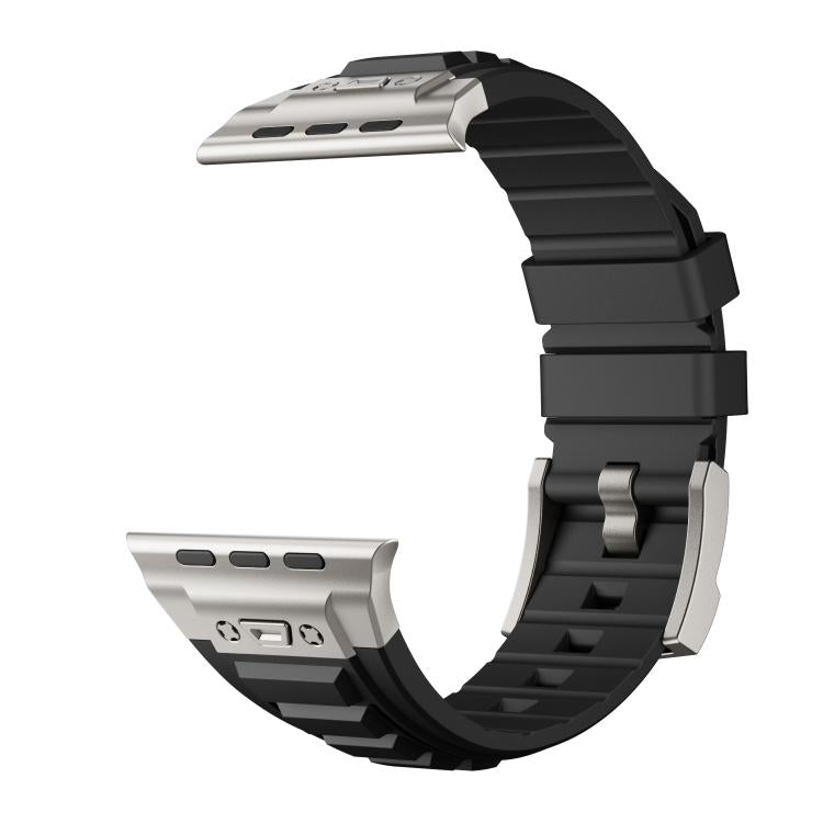 For Apple Watch 46mm / 49mm / 45mm / 44mm Kalebol High Stretch Silicone Armor Watch Band(Titanium Black) - Watch Bands by Kalebol | Online Shopping UK | buy2fix