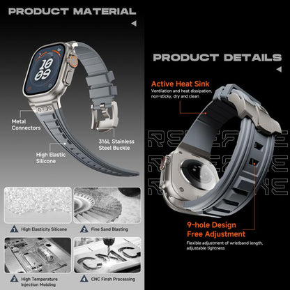 For Apple Watch 46mm / 49mm / 45mm / 44mm Kalebol High Stretch Silicone Armor Watch Band(Black) - Watch Bands by Kalebol | Online Shopping UK | buy2fix